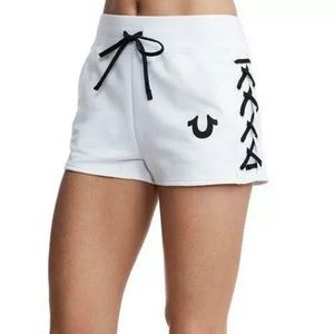 True Religion White Side Lace Up Shorts Small